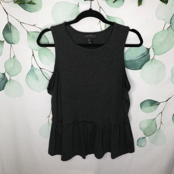 Forever 21 Tops - Forever 21 Dark Gray Ruffle Detail Sleeveless Top XL